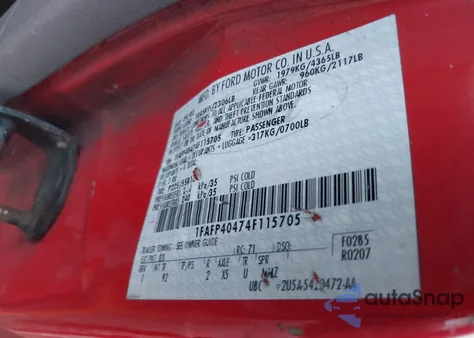 2004 Ford Mustang from USA, damaged, VIN 1FAFP40474F115705